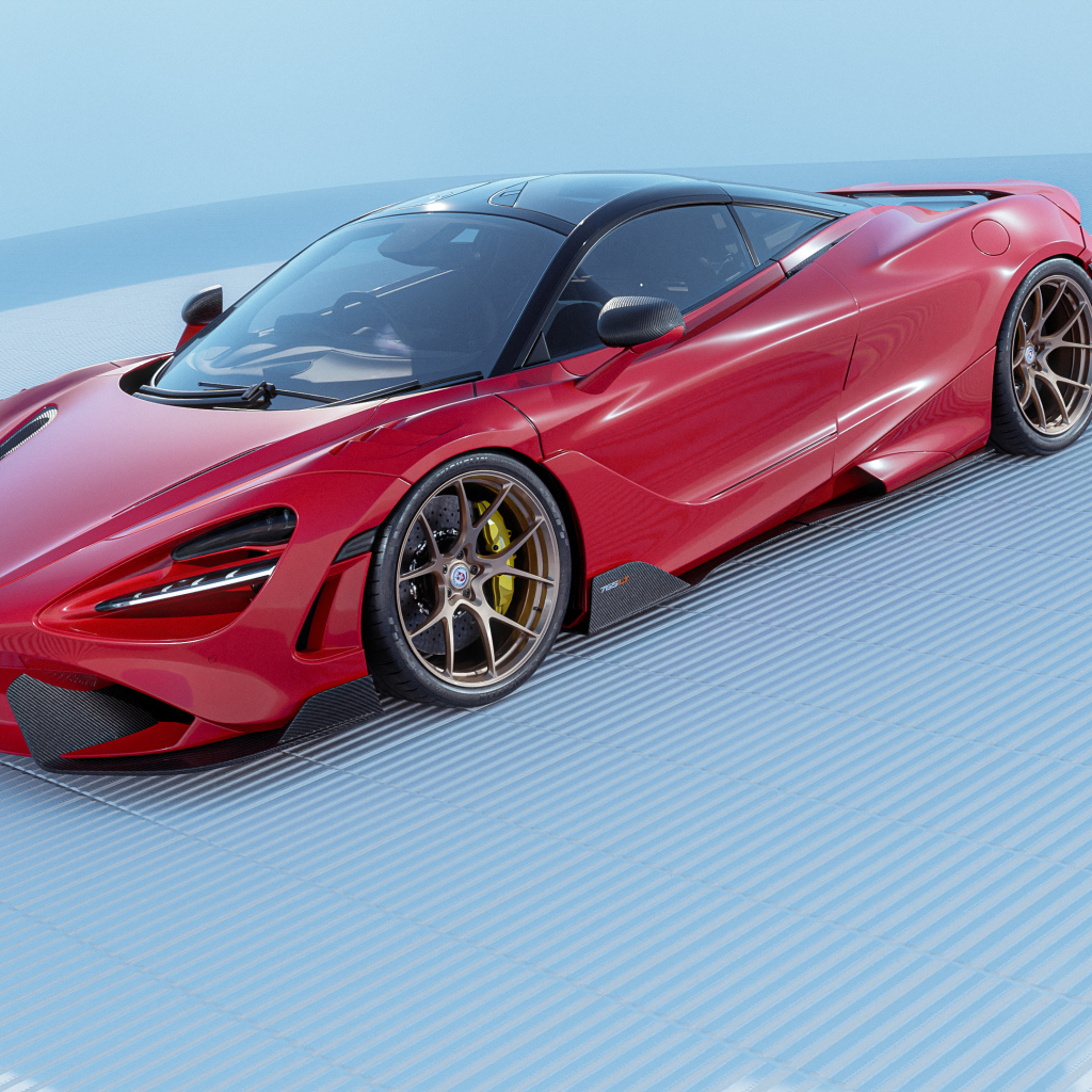 Красный автомобиль McLaren 765LT CGI