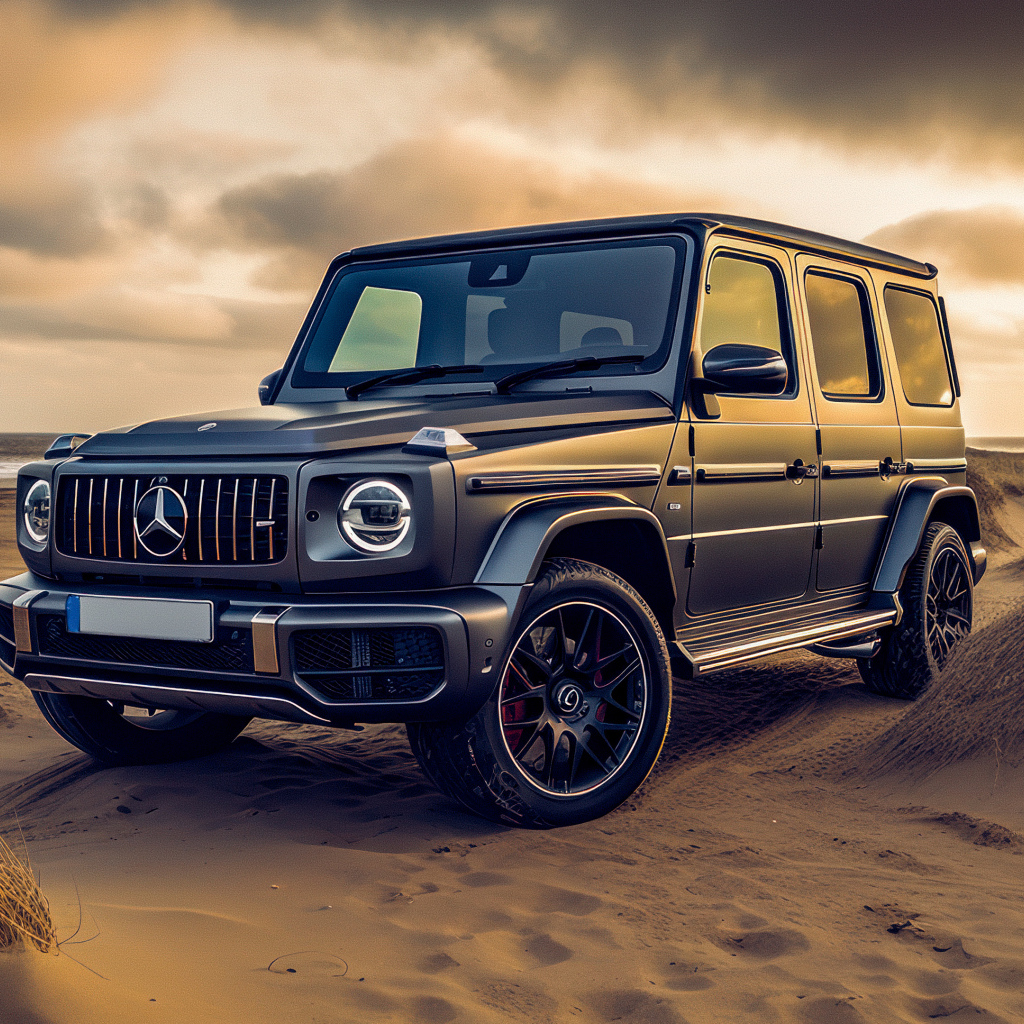 Автомобиль Mercedes-Benz G63 AMG на песке