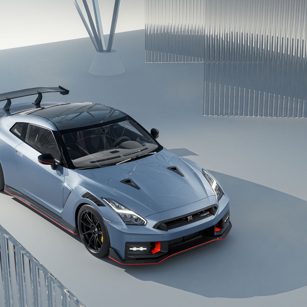 Вид сверху на автомобиль Nissan GT-R Nismo