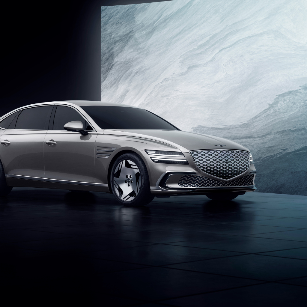 Серый автомобиль Genesis Electrified G80 2024 года