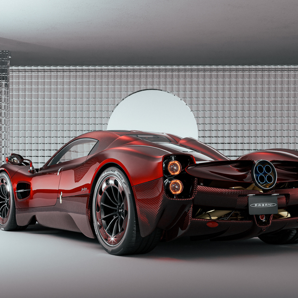 Вид сзади на автомобиль  Pagani Utopia