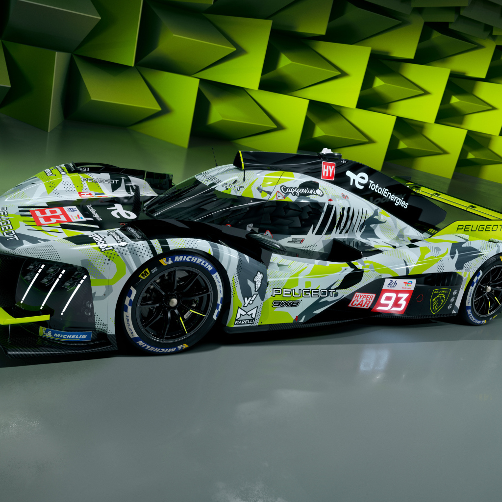 Стильный гоночный автомобиль Peugeot 9X8 2024 года