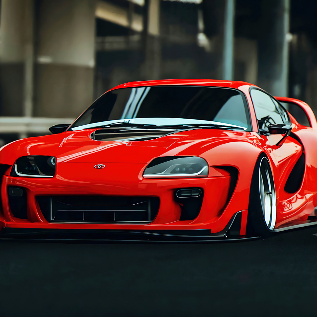 Красный автомобиль Toyota Supra MK4 Retro AI