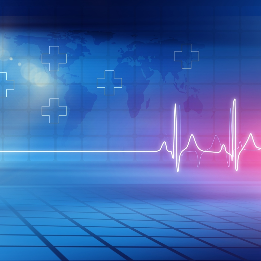 Кардиограмма с крестами на фоне квадратов