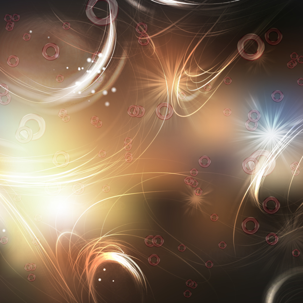 Круги и яркие вспышки на коричневом фоне