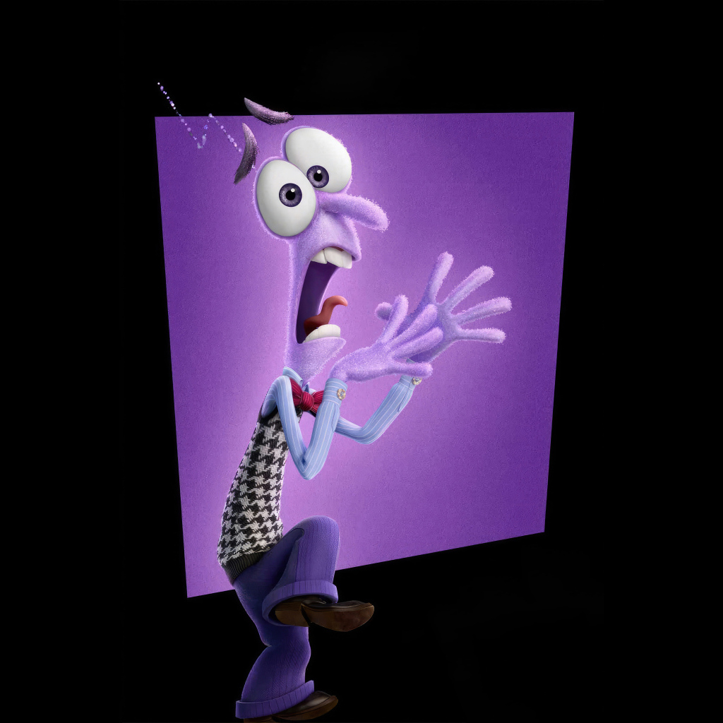 Персонаж Страх нового мультфильма Головоломка 2 на черном фоне, 2024