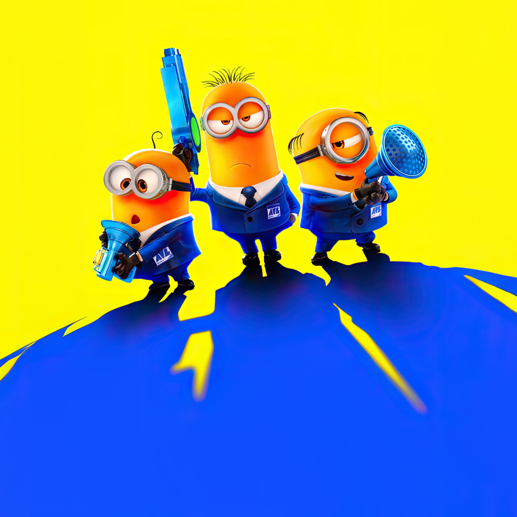 Миньоны на желтом фоне в новом мультфильме Гадкий я 4, 2024