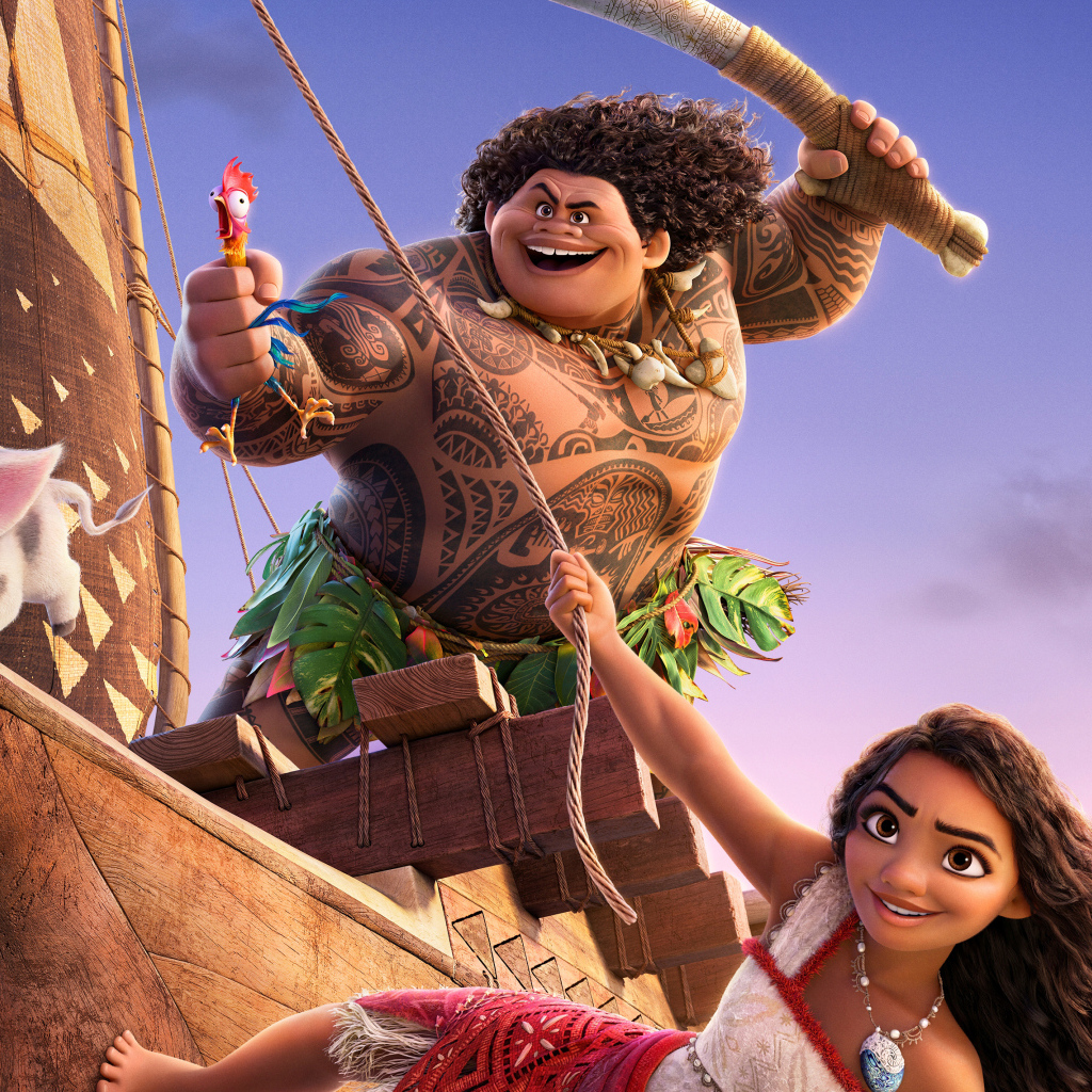 Персонажи мультфильма Моана 2 на корабле