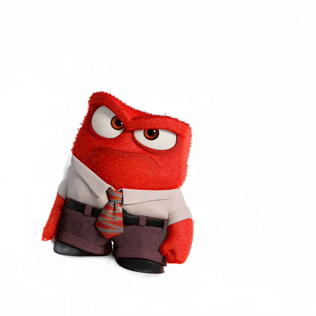 Красный персонаж Гнев из мультфильма Головоломка 2 на белом фоне