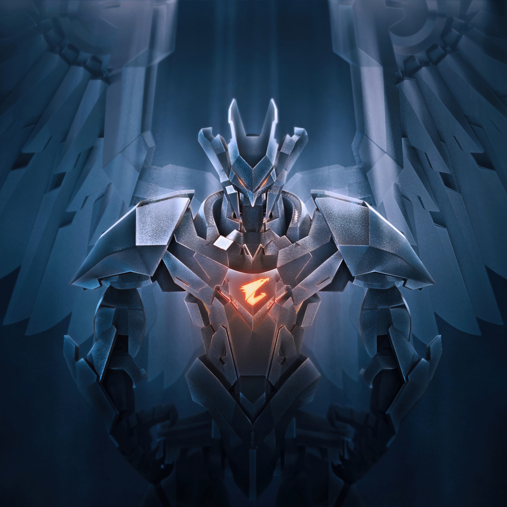 Ангел тьмы с логотипом aorus gigabyte