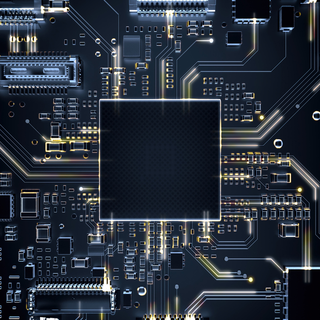 Плата для компьютера крупным планом