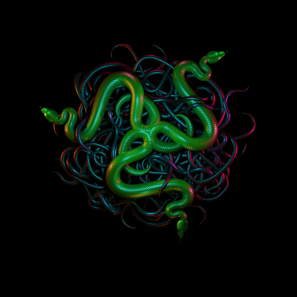 Зеленая змея  логотип razer на черном фоне