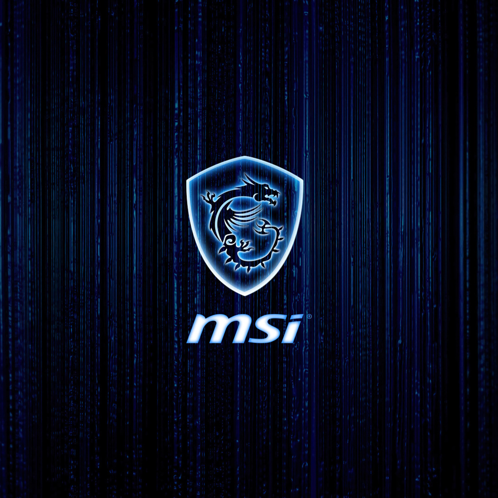Логотип msi на черном фоне с синими линиями