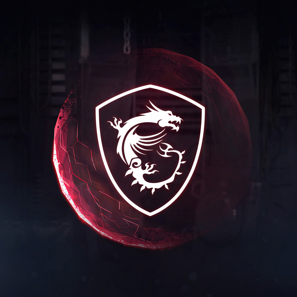 Логотип msi с белым драконом на сером фоне