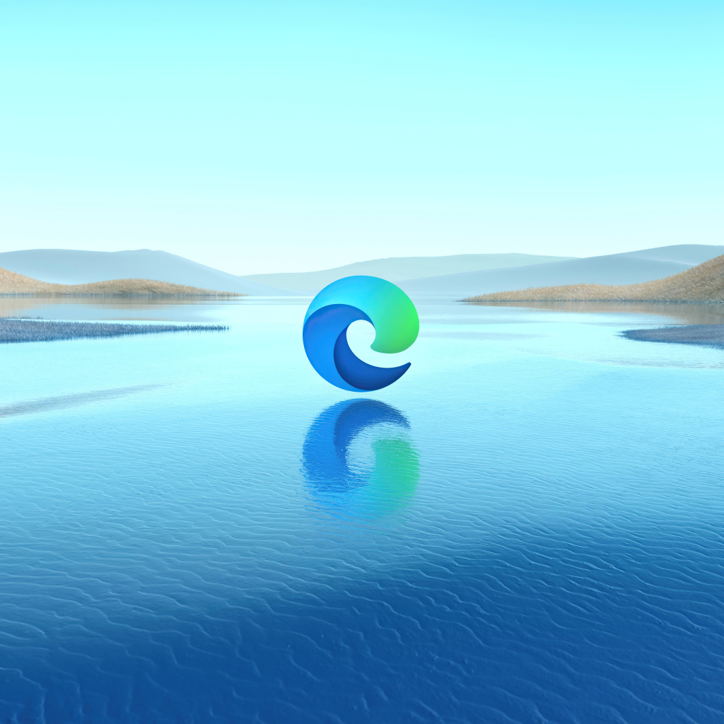 Логотип microsoft edge над водой 