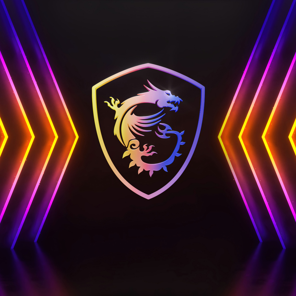 Разноцветные неоновые указатели для логотипа msi