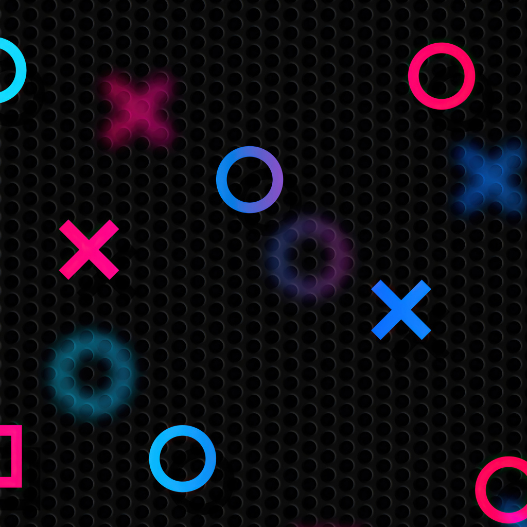 Разноцветные значки playstation на черном фоне