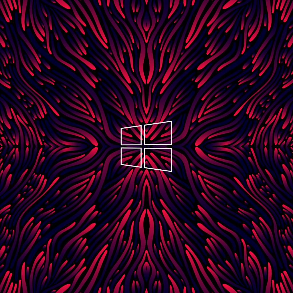 Белый логотип windows на красном волнистом фоне