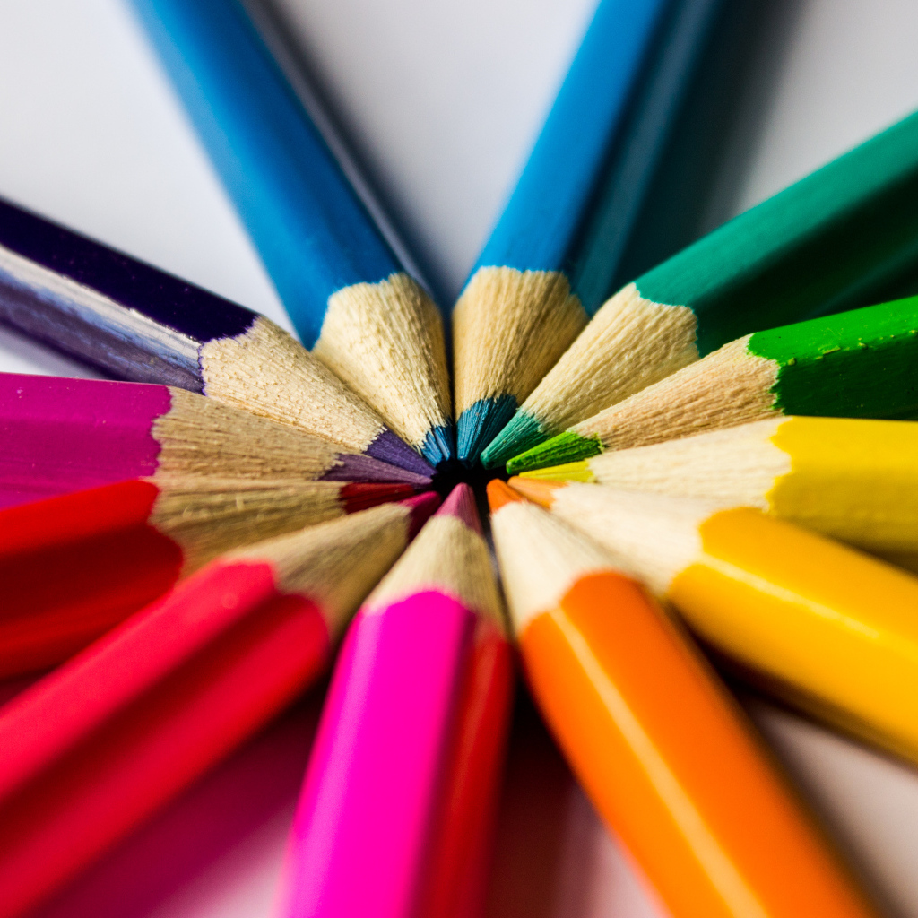 Круг из разноцветных заточенных карандашей