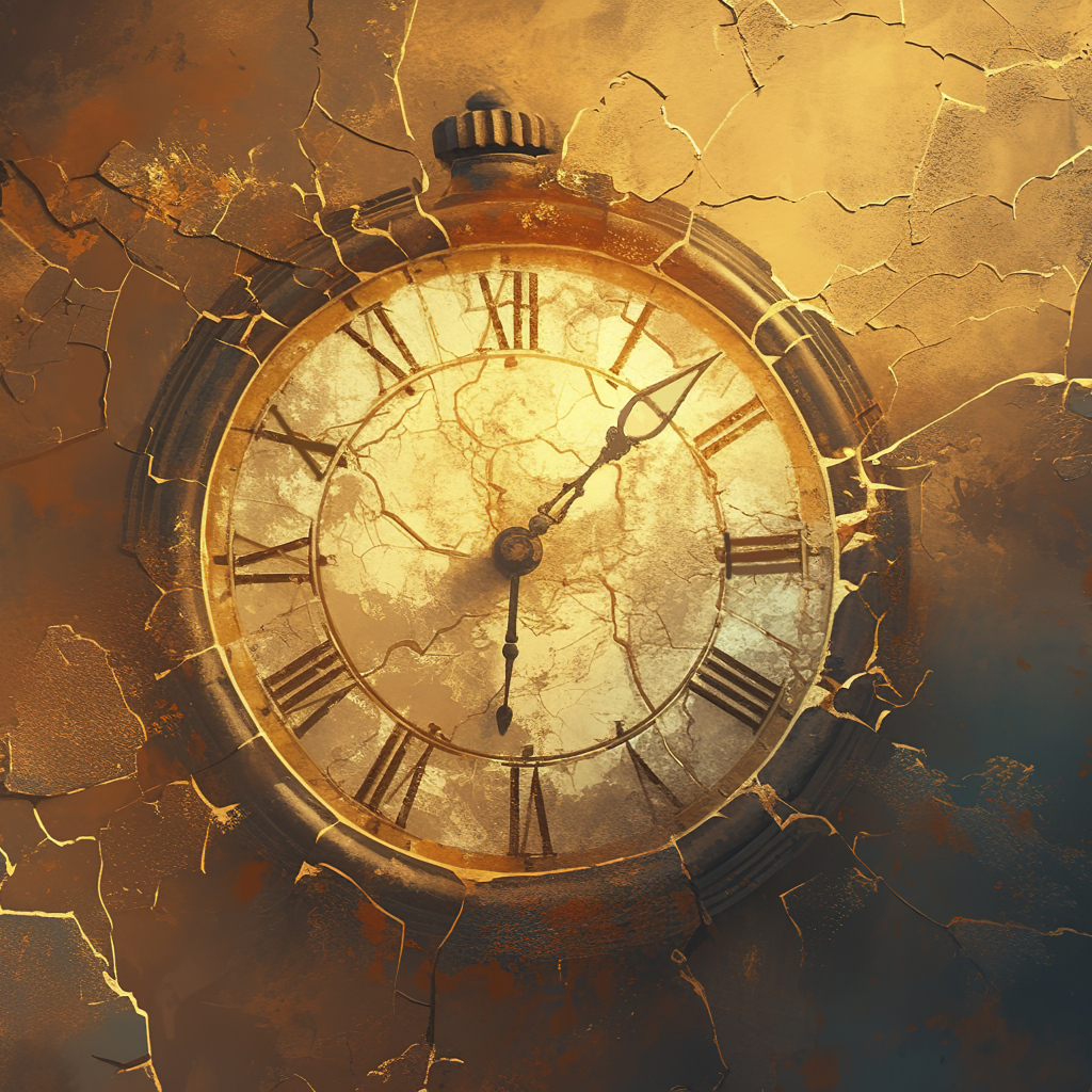 Старые часы на разрушающейся стене