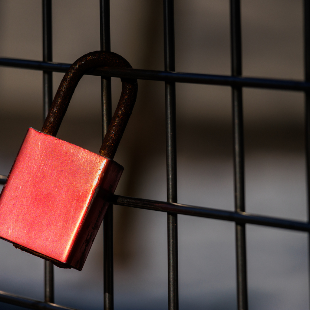 Красный замок на сетке 