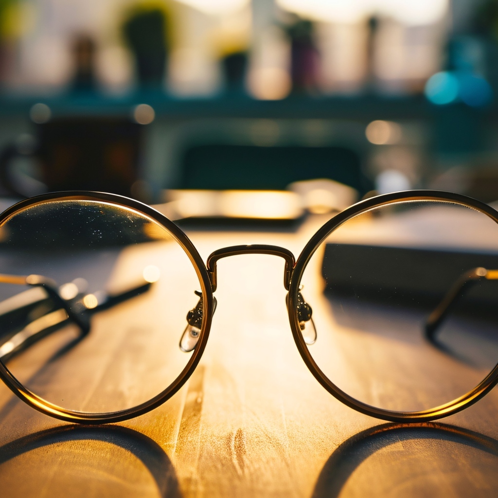Очки для зрения лежат на столе
