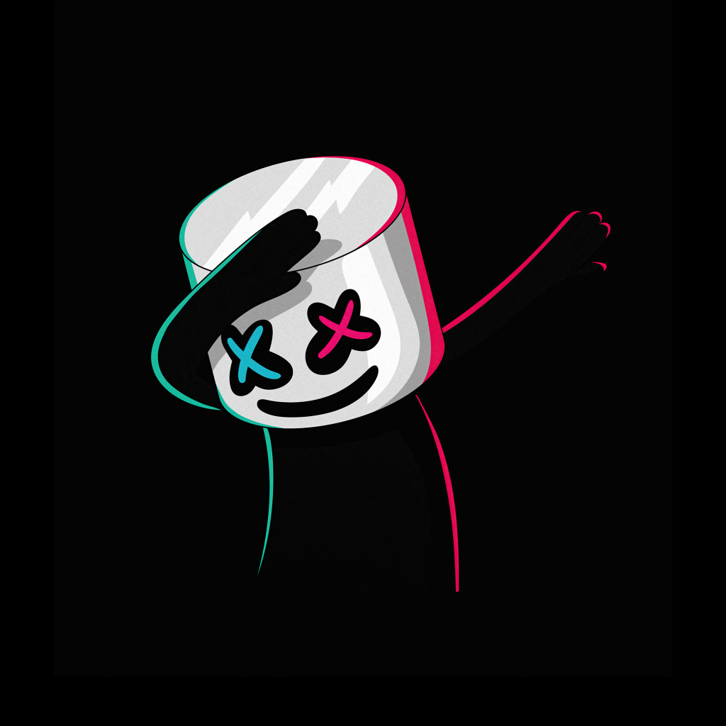 Нарисованный диджей Маршмеллоу на черном фоне