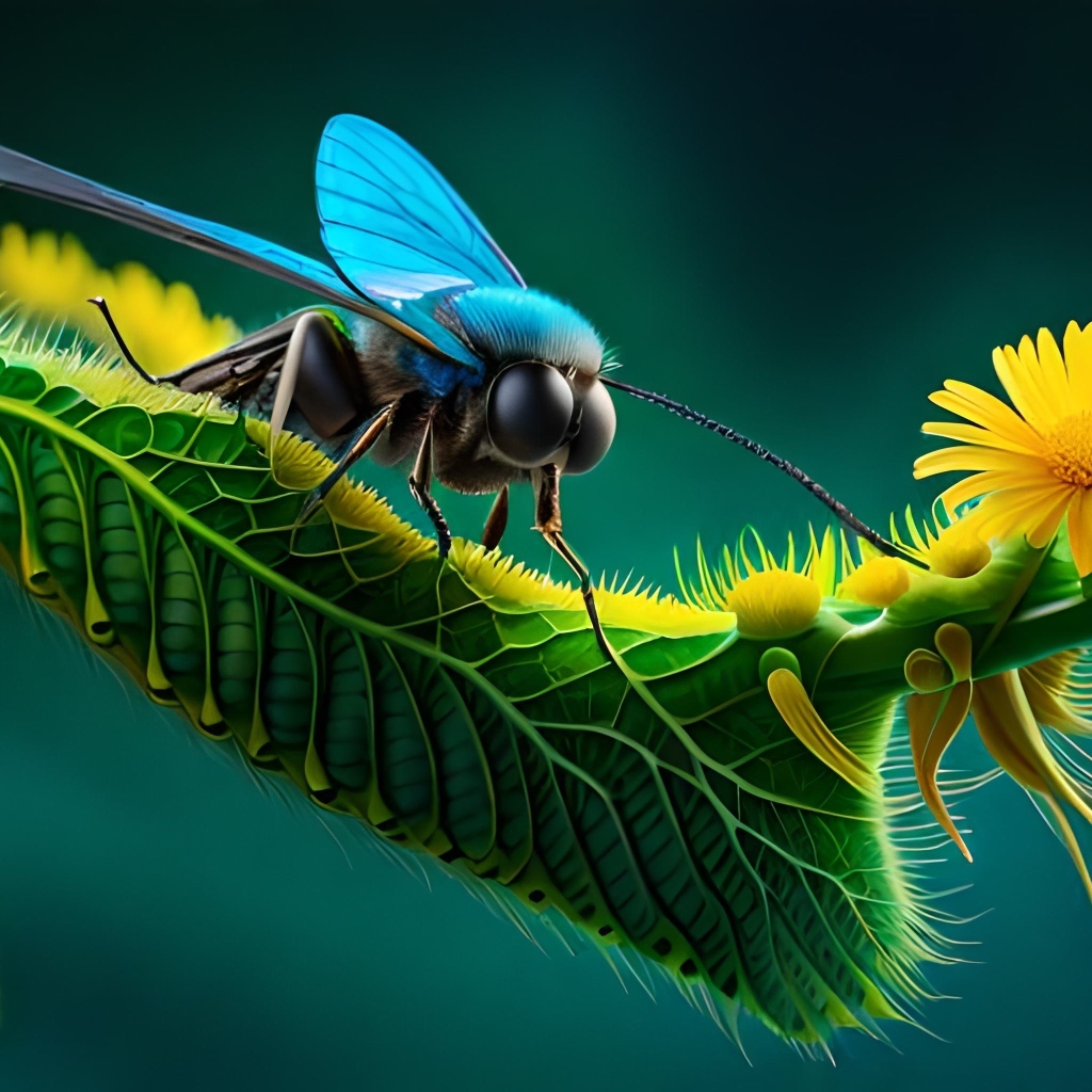 Нарисованная муха на ветке