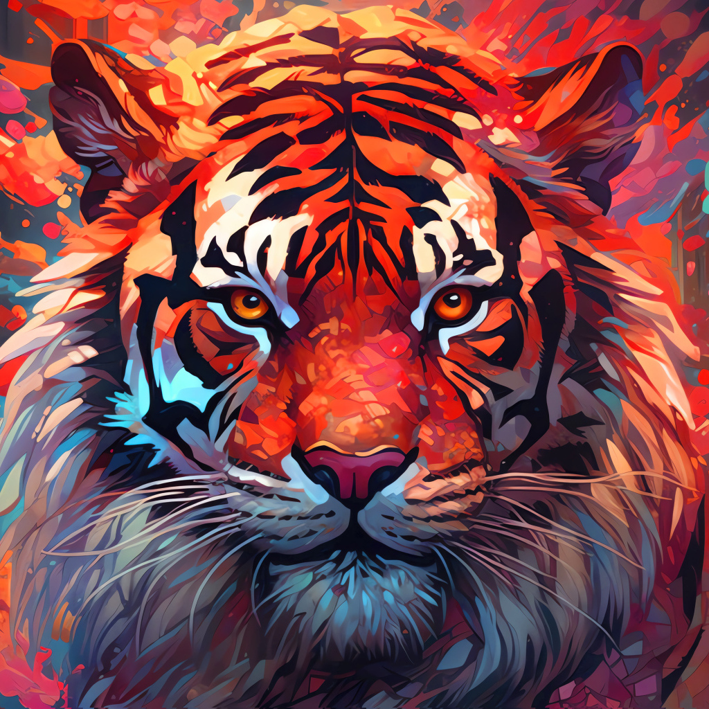 Нарисованный полосатый хищный тигр