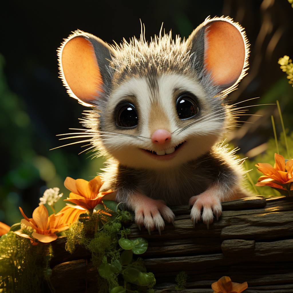 Смешной маленький нарисованный опоссум 