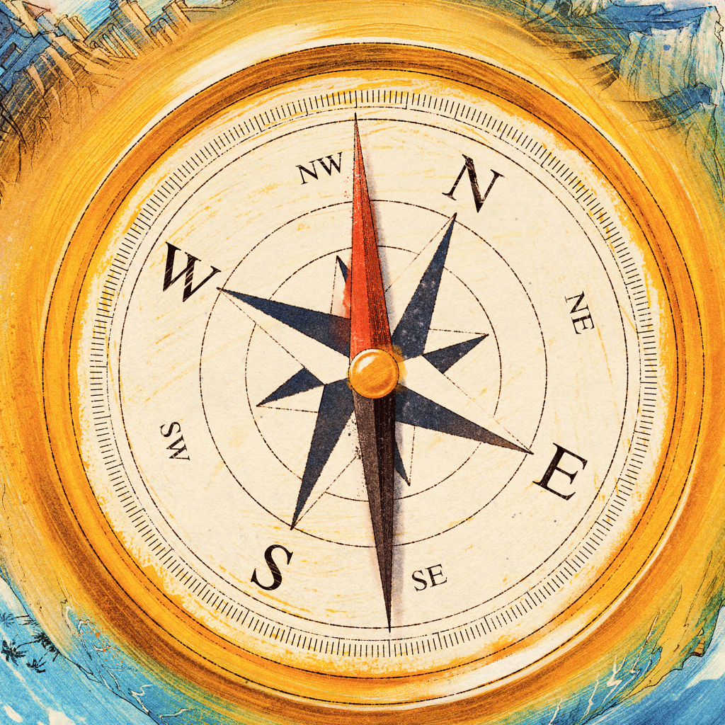 Большой нарисованный компас 