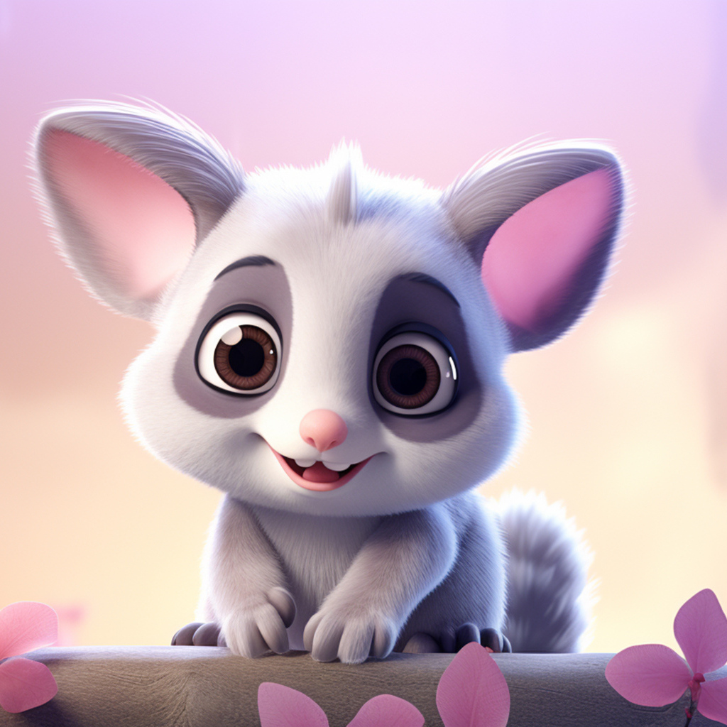 Маленький серый нарисованный опоссум