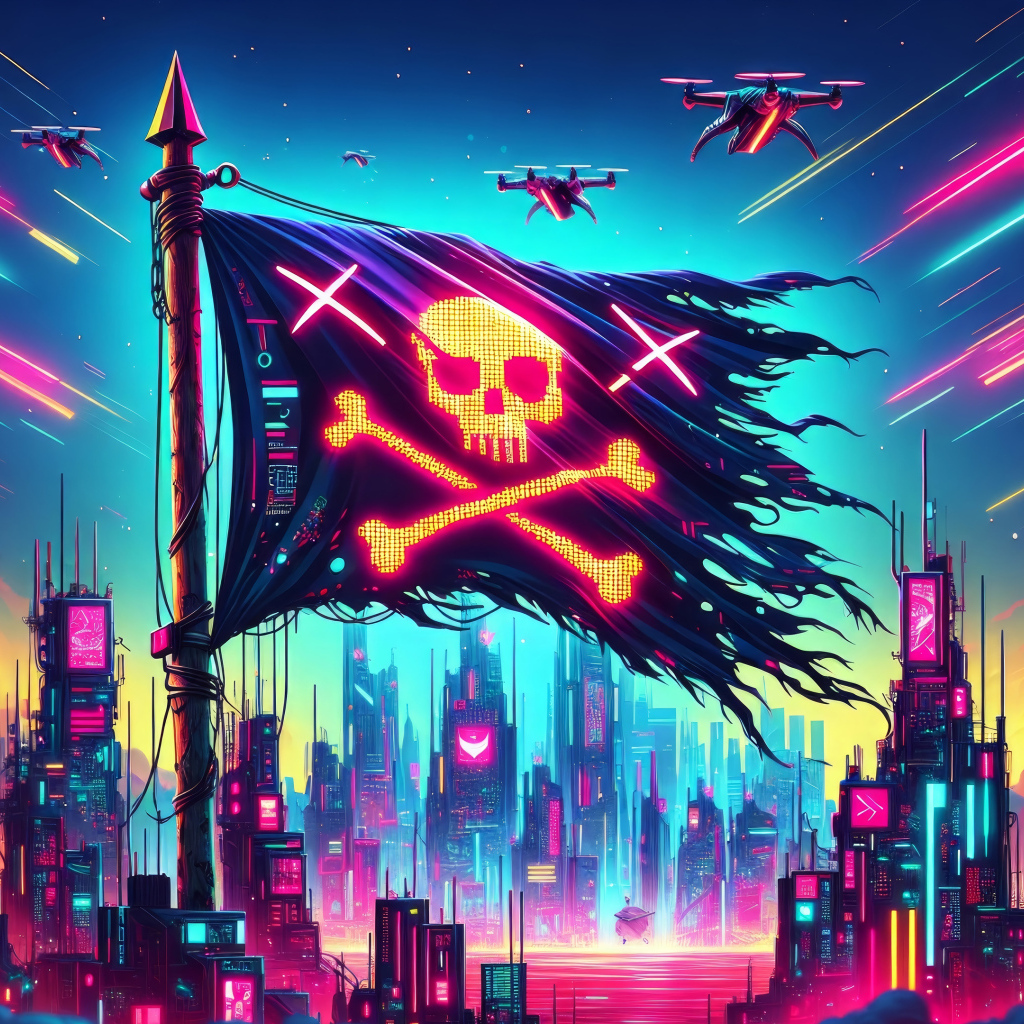 Пиратский флаг над городом