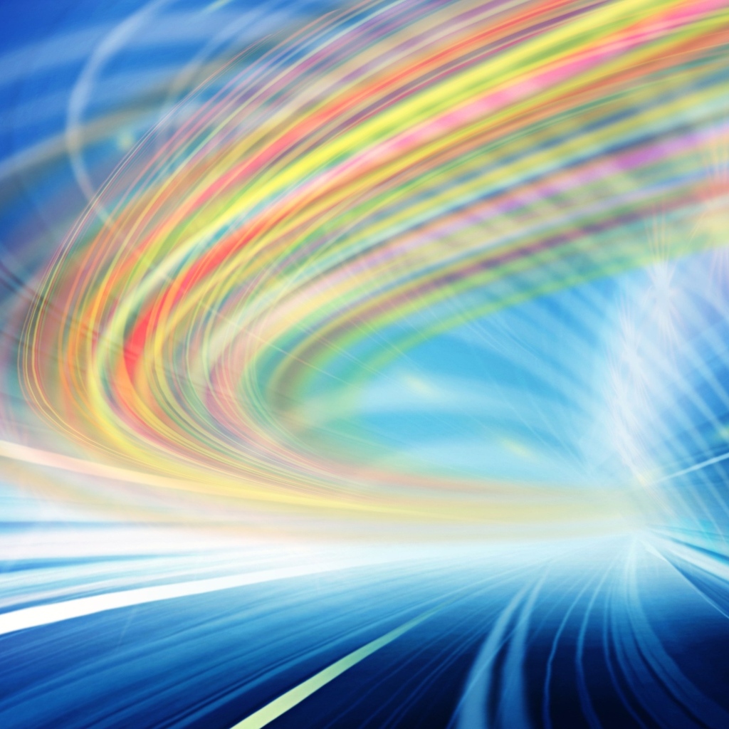 Радужные абстрактные волны на голубом фоне