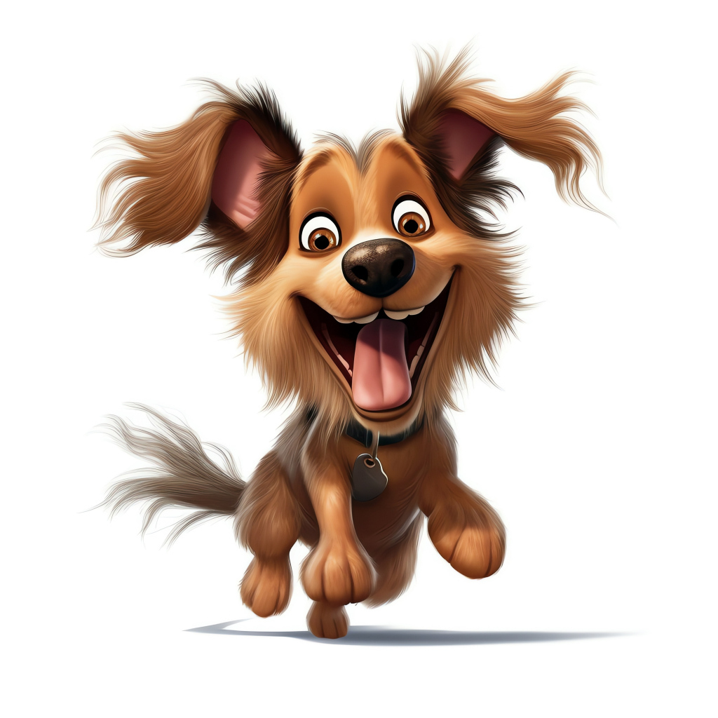 Довольный нарисованный щенок на белом фоне