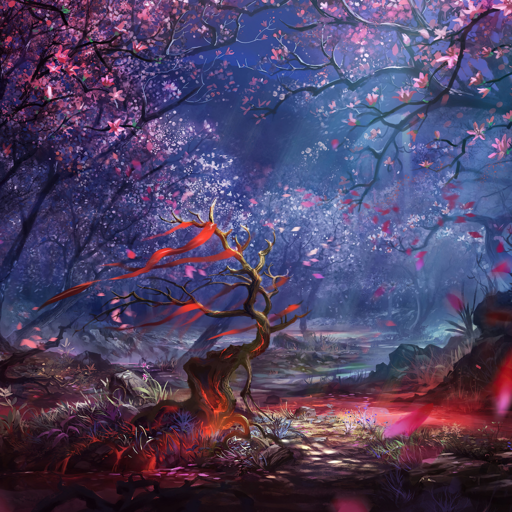 Красивый вид на фантастический лес 