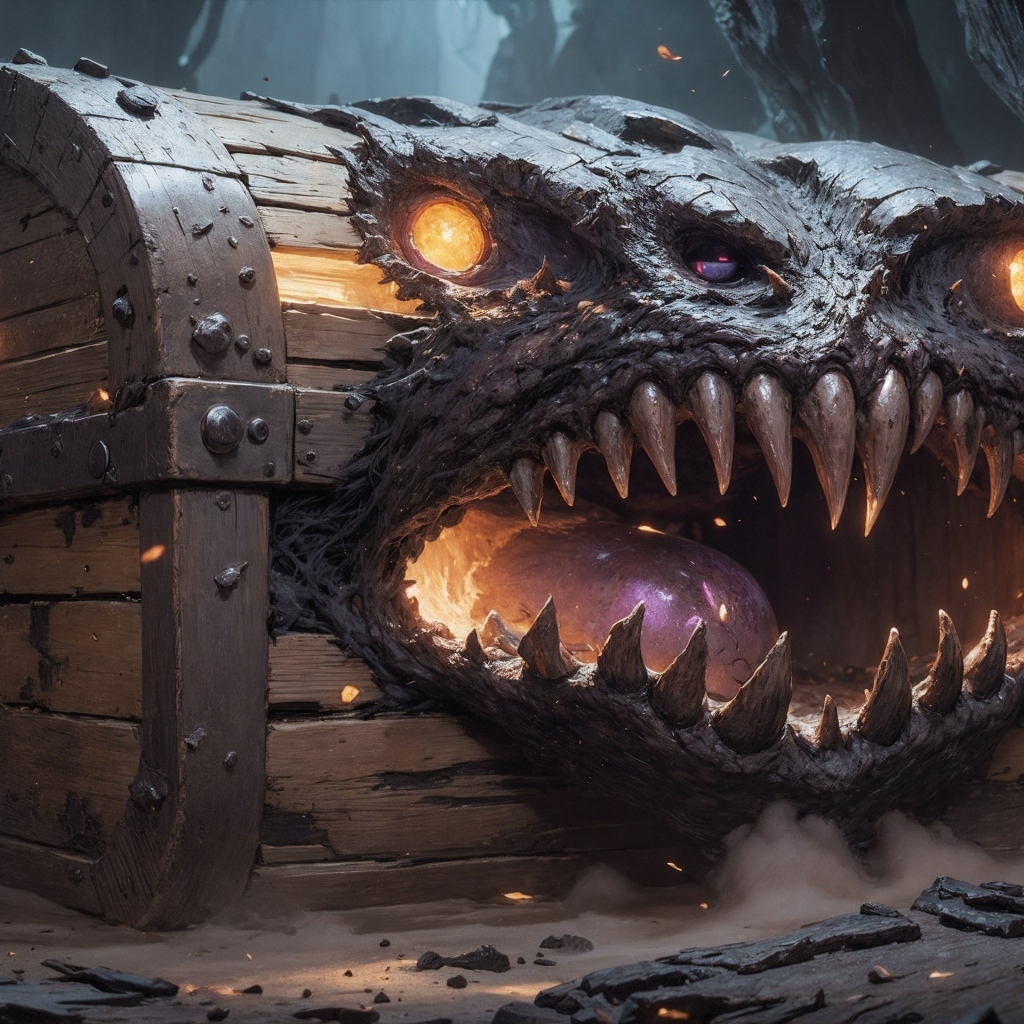 Сундук монстр с острыми клыками