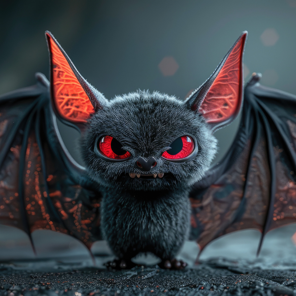 Злобная летучая мышь с красными глазами
