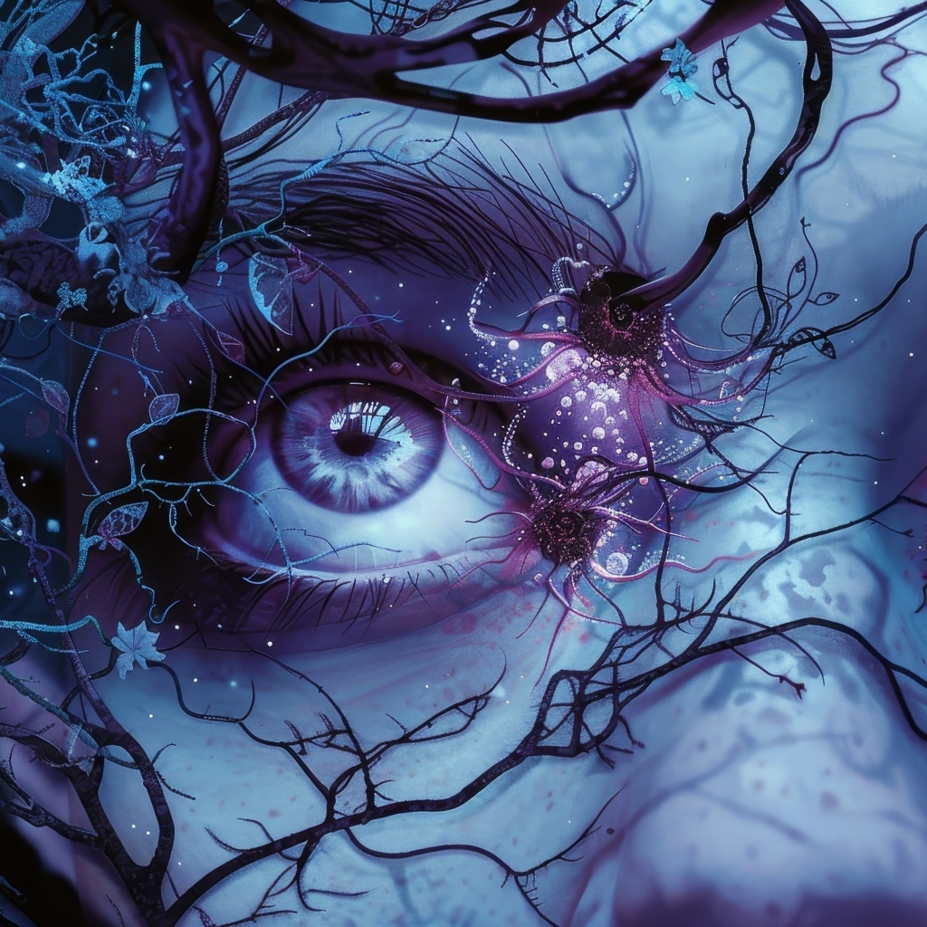 Фантастические глаза с растениями на лице