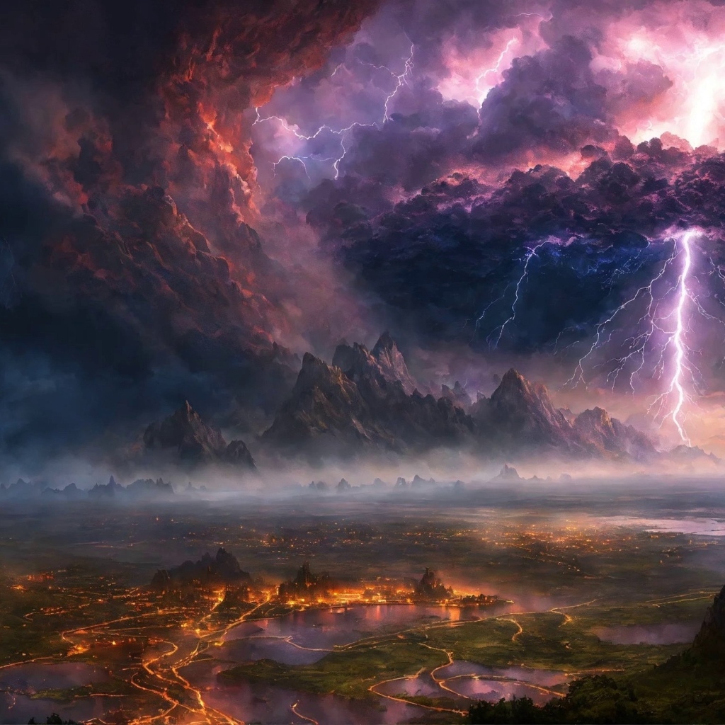 Фантастическое грозовое небо над городом