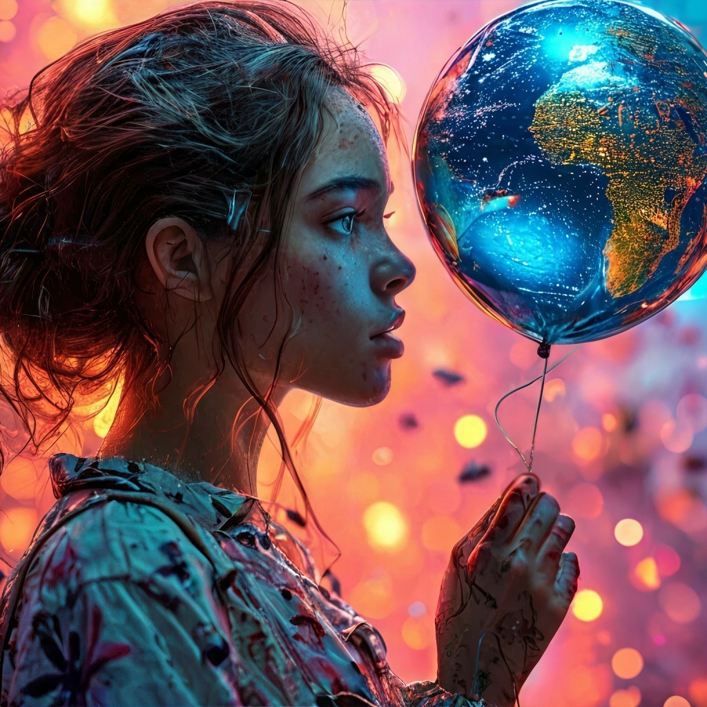 Девочка с волшебным шариком в руках