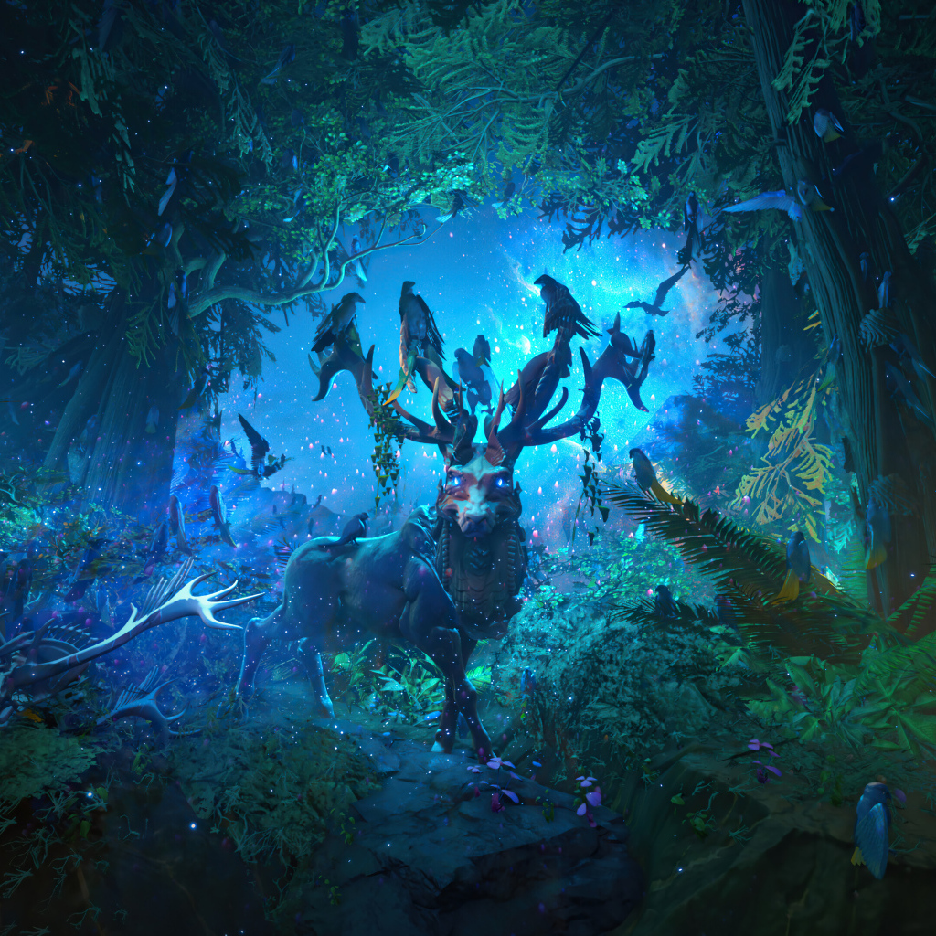 Мифический олень в лесу