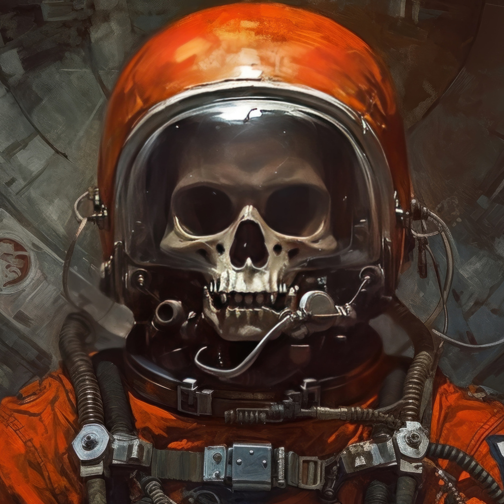 Скелет астронавта в костюме 