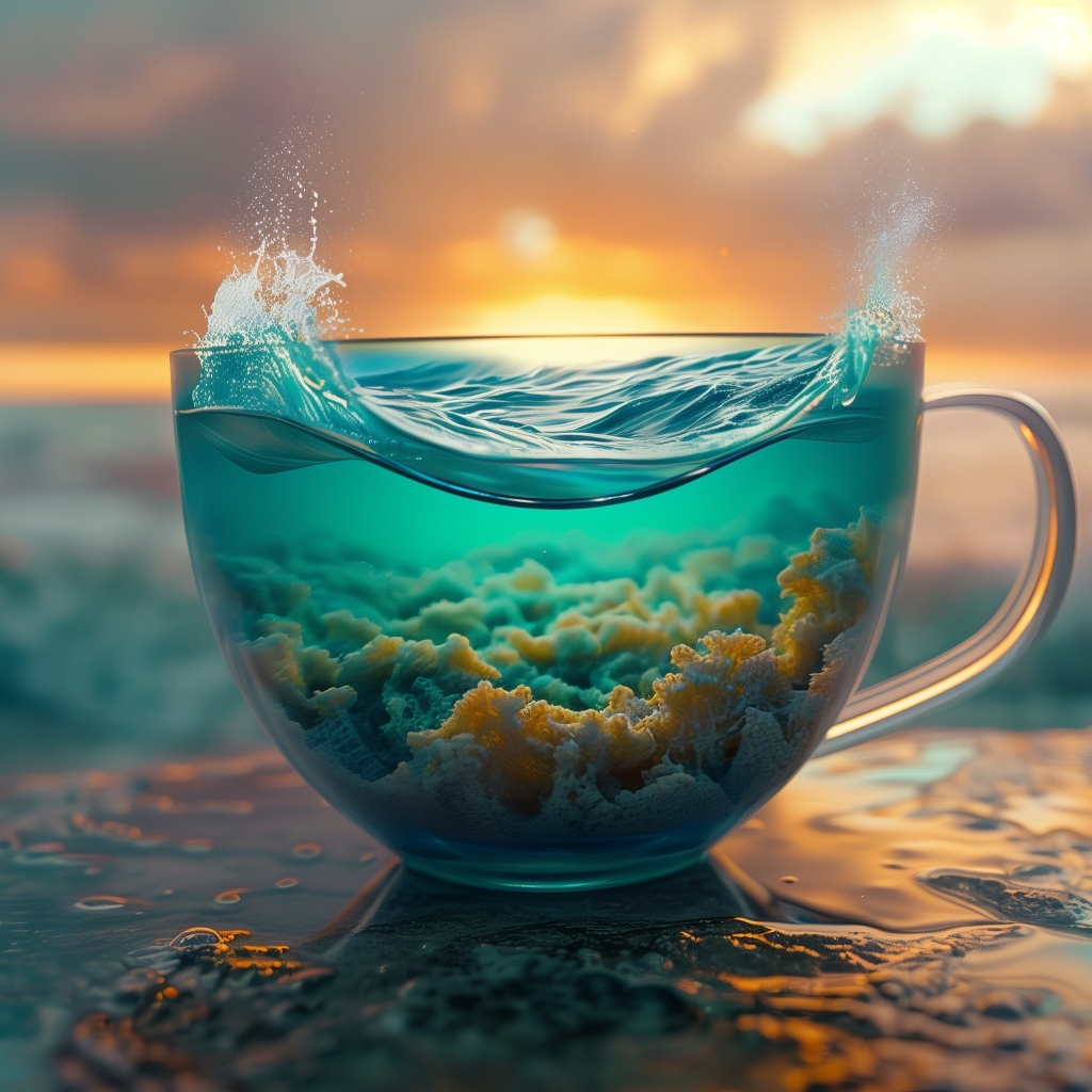 В кружке вода и морские водоросли