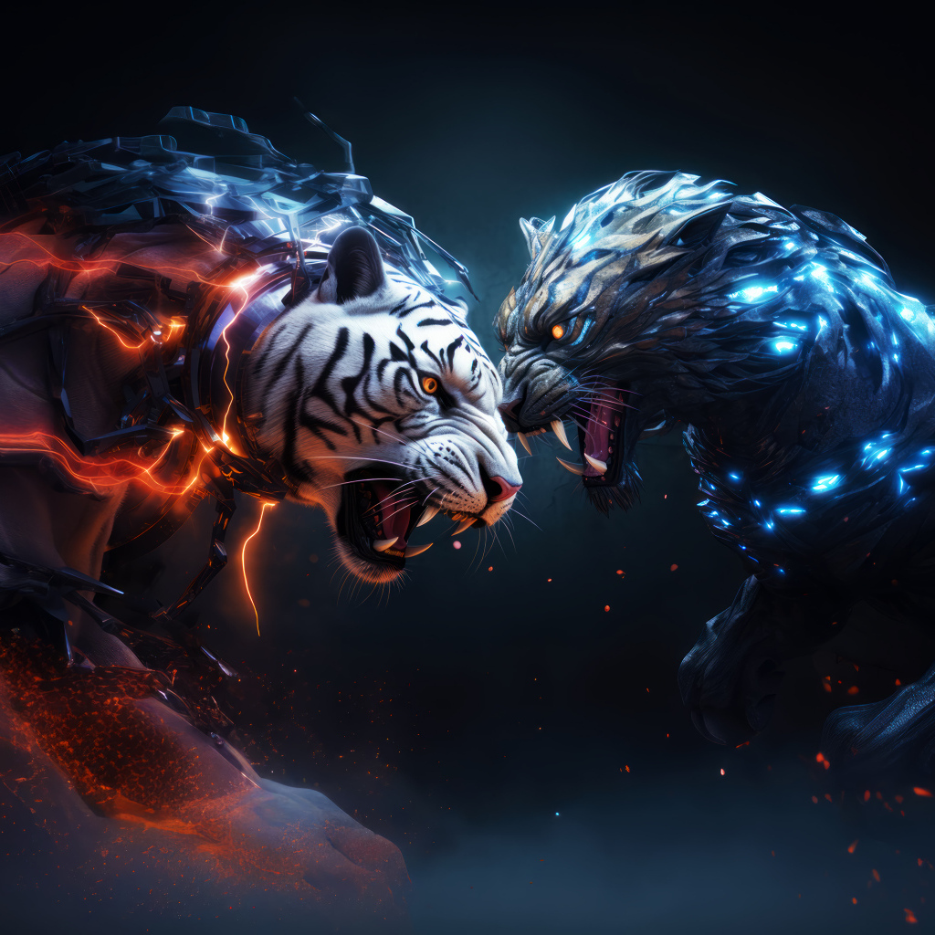 Два свирепых фантастических тигра 