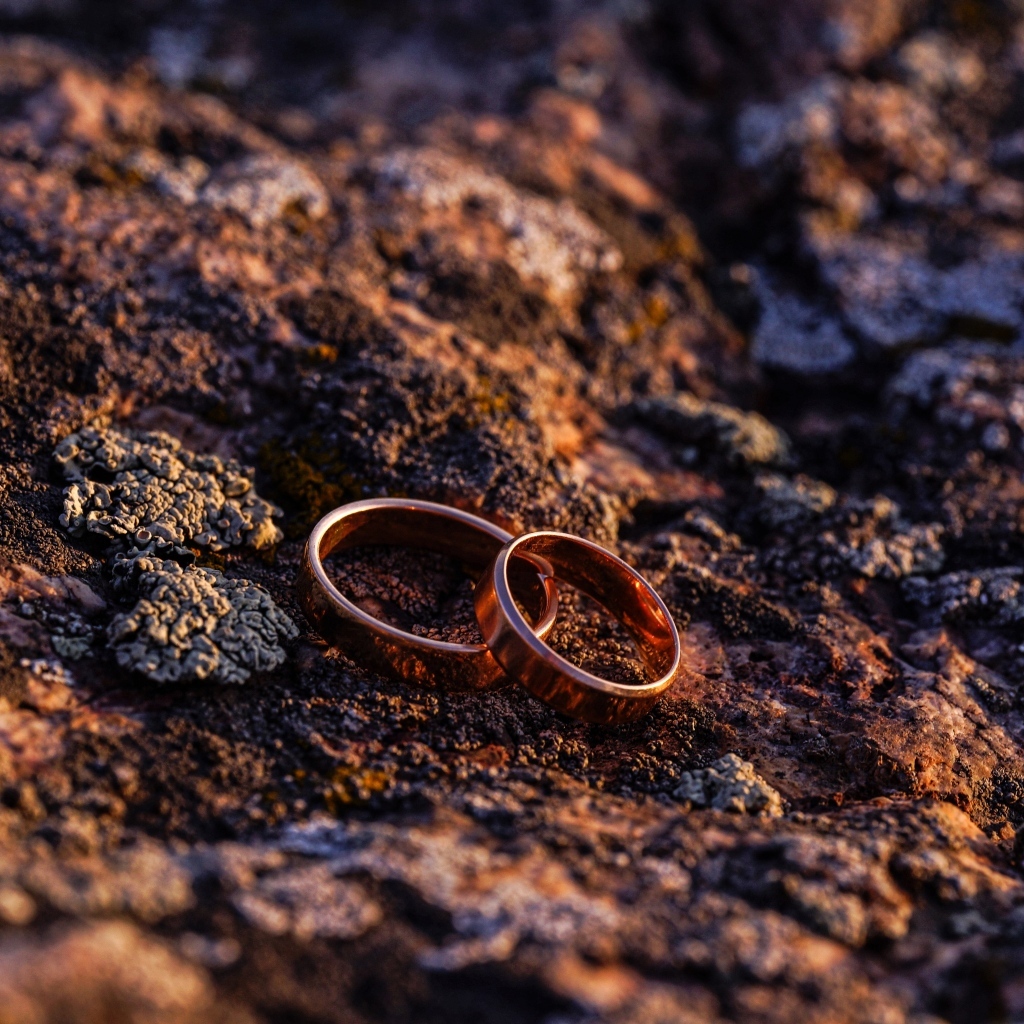 Два обручальных кольца на земле