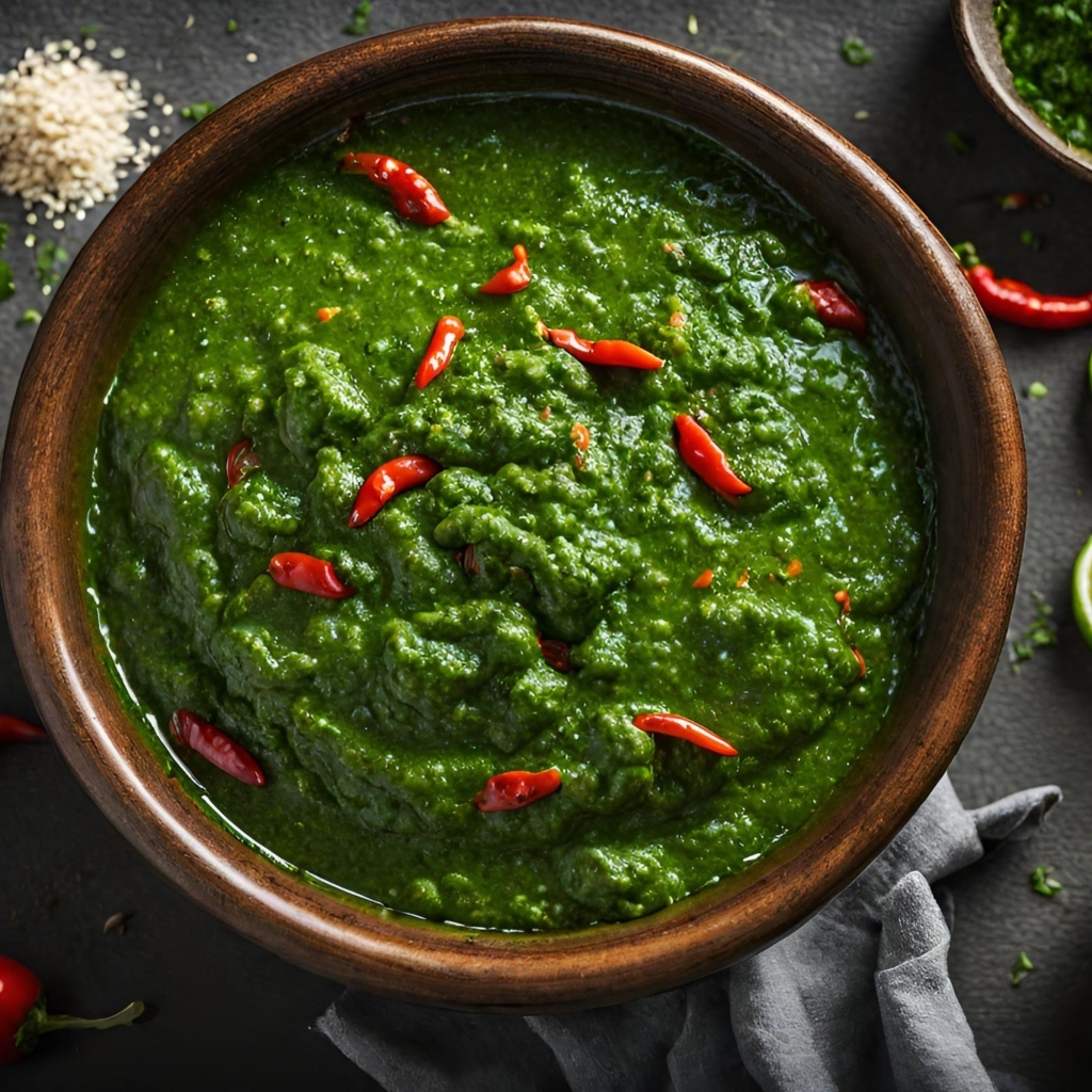 Зеленая паста с овощами и специями