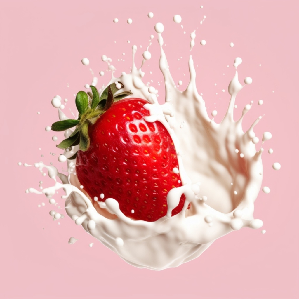 Клубника со сливками на розовом фоне