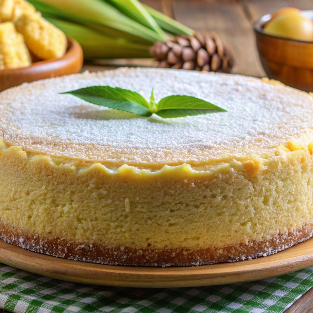 Большой лимонный торт на столе