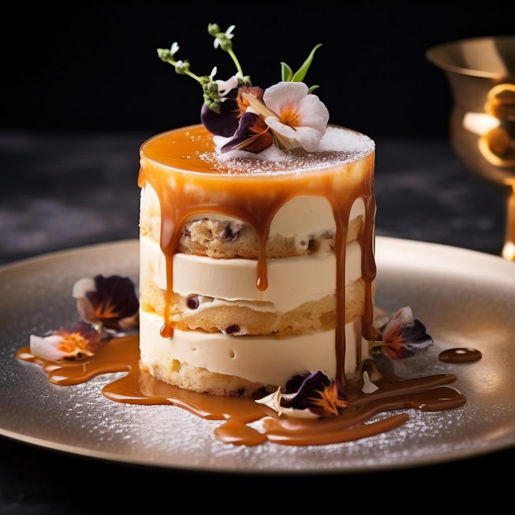 Десерт с карамельным топпингом